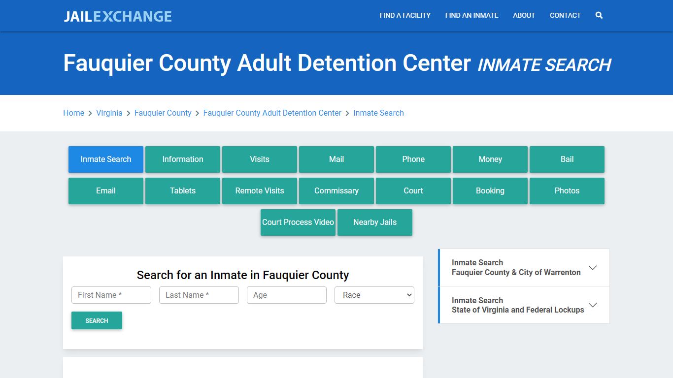 Fauquier County Adult Detention Center Inmate Search - Jail Exchange