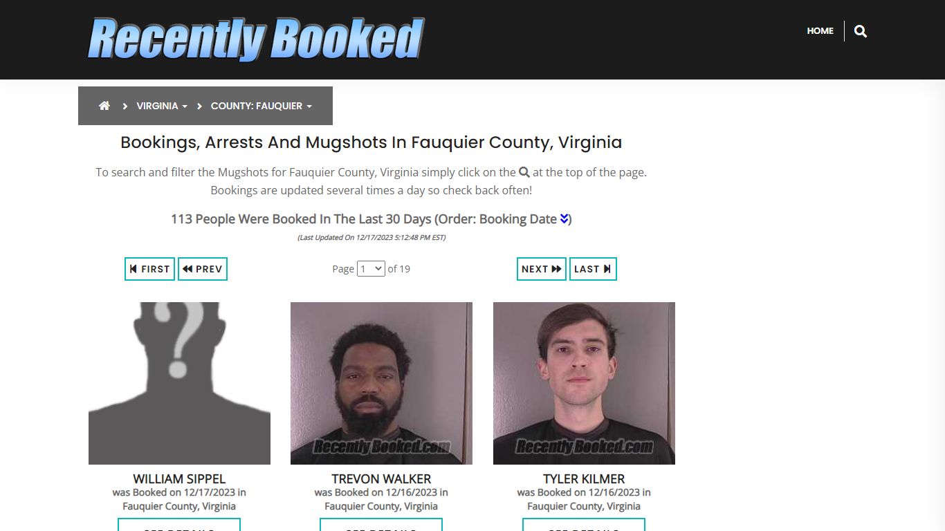Bookings, Arrests and Mugshots in Fauquier County, Virginia