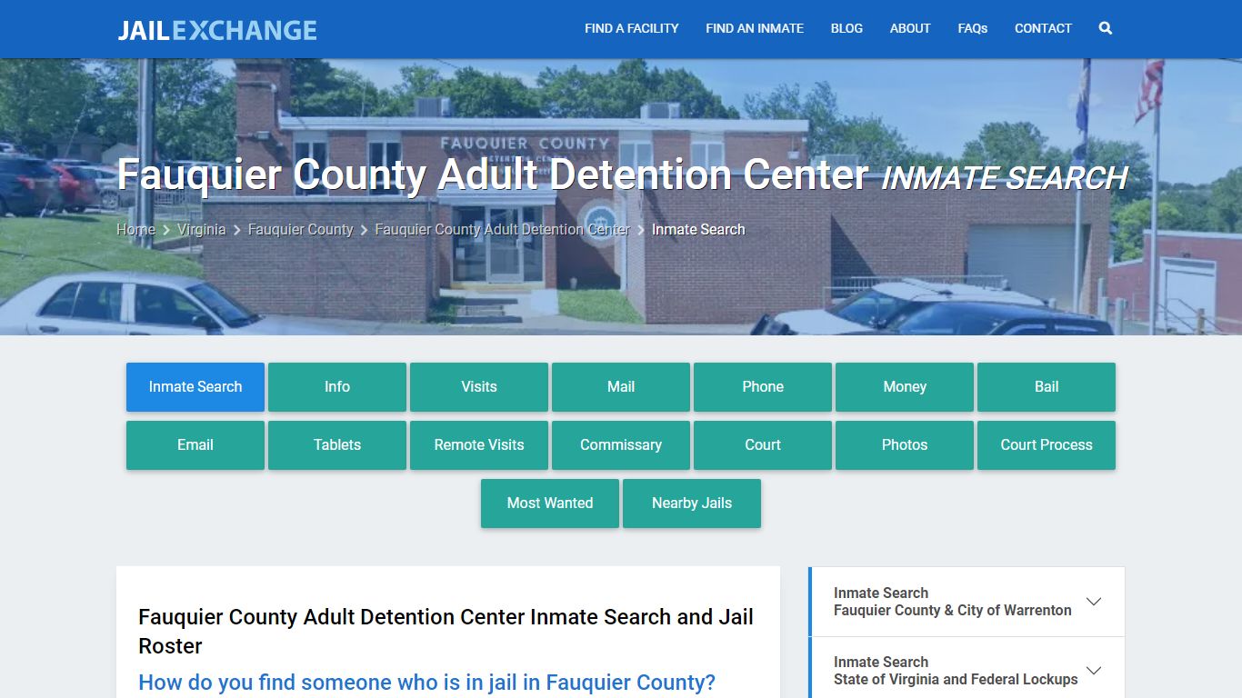 Fauquier County Adult Detention Center Inmate Search - Jail Exchange