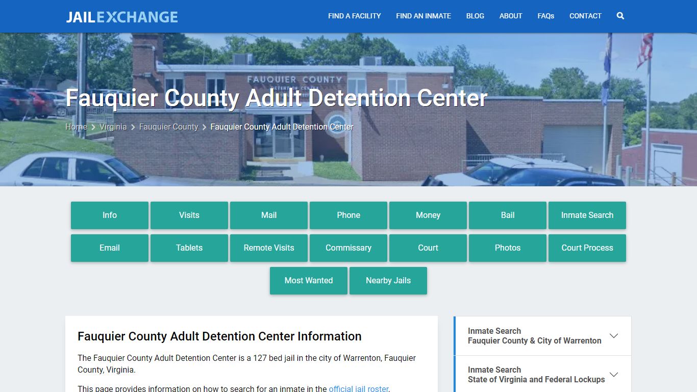 Fauquier County Adult Detention Center, VA Inmate Search, Information